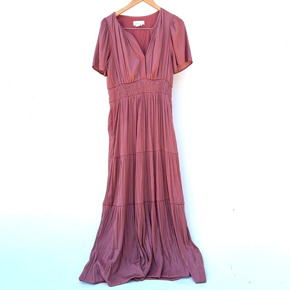 Anthropologie The Somerset Maxi Dress Satin Pink Rose XS Small Wedding - Picture 2 of 11